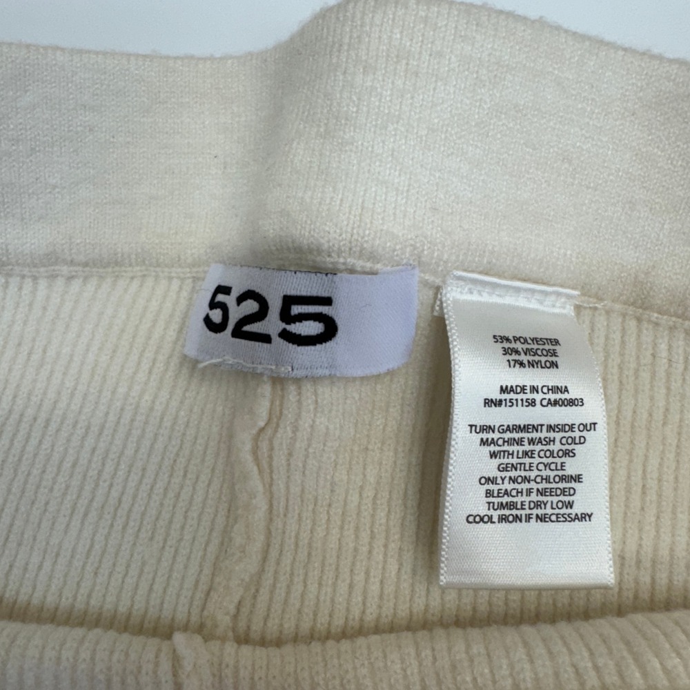 525 Pants Womens XS Cream Ribbed Knit Flare Minimalist Loungewear Coquette - Picture 4 of 8